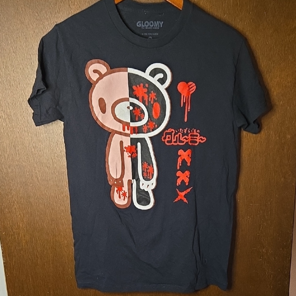 Gloomy Bear Graphic Short Sleeve Tee - Black/Red